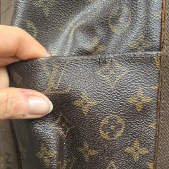 Vintage 1980s Louis Vuitton Brown Monogram Shoulder Bag. Name On Strap Detail.